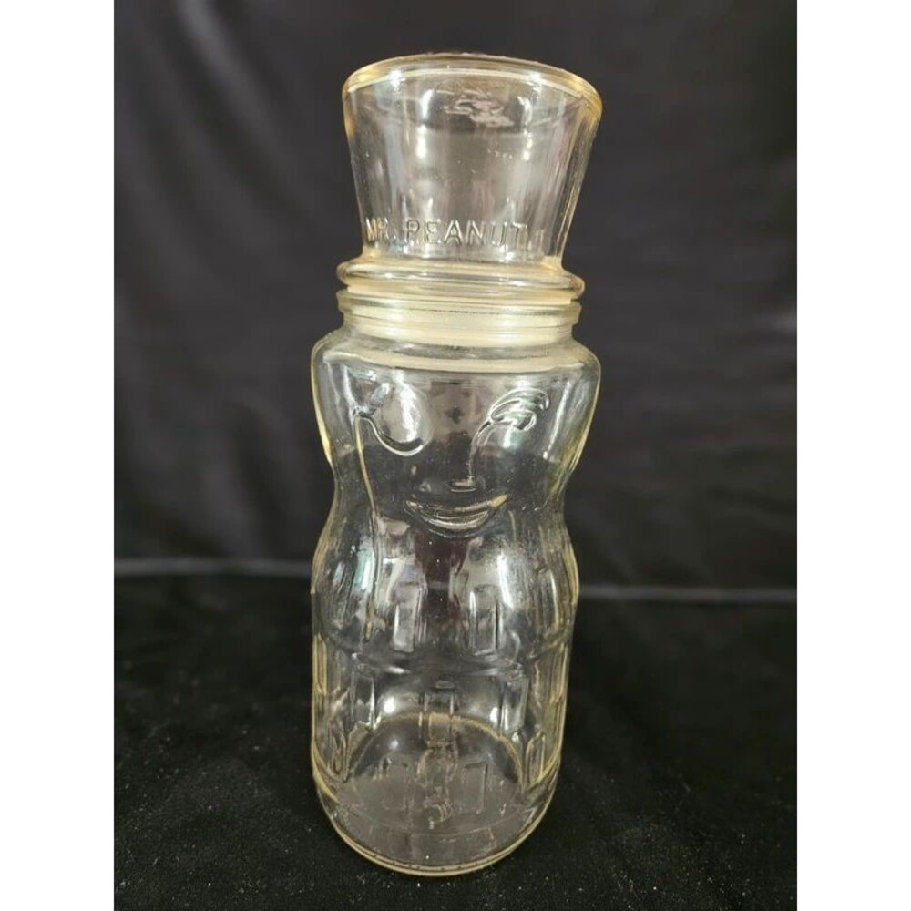 Vintage Mr. Peanut 75th Anniversary Glass Jar with Lid